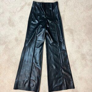 Alice + Olivia Faux Leather Wide Leg in Black Size 6